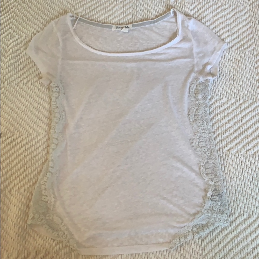 White Tee with Floral Lace